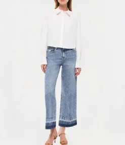 Renata Cropped Button Down Shirt in White