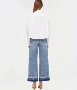 Renata Cropped Button Down Shirt in White