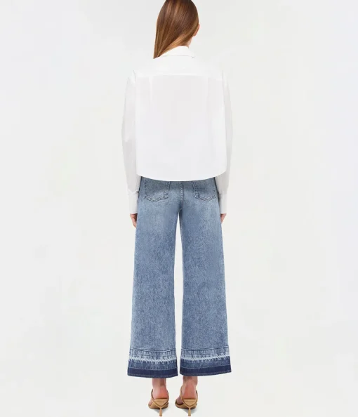 Renata Cropped Button Down Shirt in White