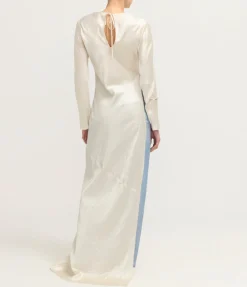 Revery High Split Long Sleeve Dress in Cream