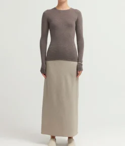 Riva Bias Skirt in Almond