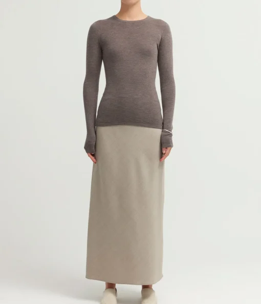 Riva Bias Skirt in Almond
