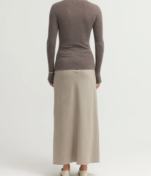 Riva Bias Skirt in Almond