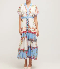 Riya Short Sleeve Dress in Grove Print