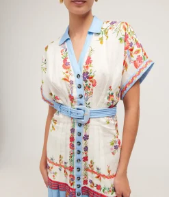 Riya Short Sleeve Dress in Grove Print