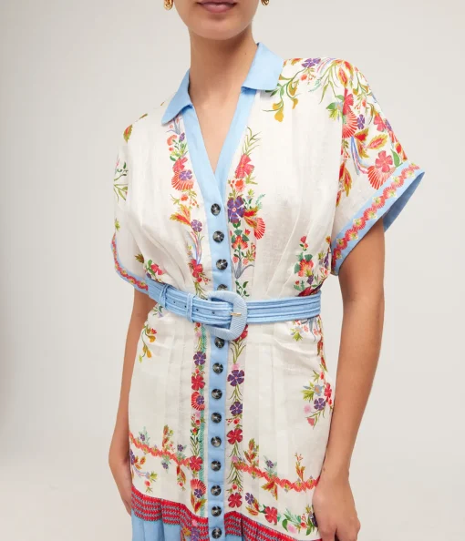Riya Short Sleeve Dress in Grove Print