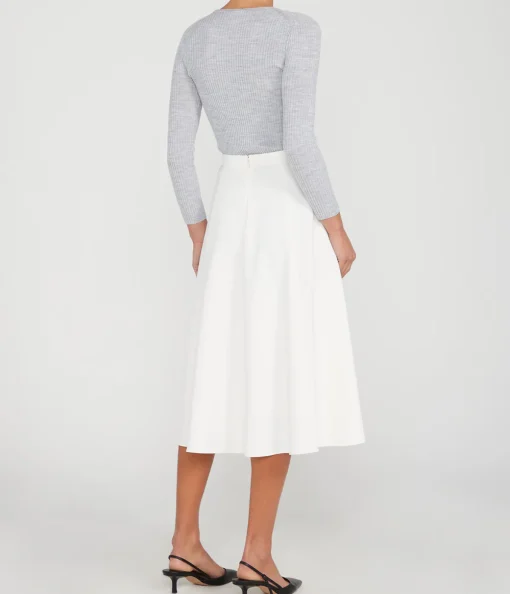 Round Tailored Skirt in Ivory
