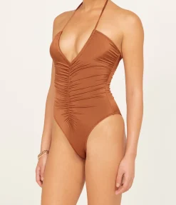 Ruched Vacation One Piece in Maple