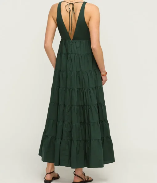 Ryan Tiered Maxi Dress in Forest Green