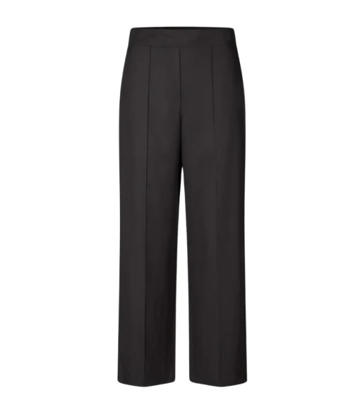 Sahani Slim Leg Silk Linen Pants in Black