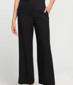 Sahani Slim Leg Silk Linen Pants in Black