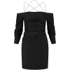 Samaca Off the Shoulder Mini Dress in Black