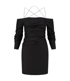 Samaca Off the Shoulder Mini Dress in Black