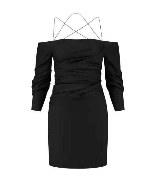Samaca Off the Shoulder Mini Dress in Black
