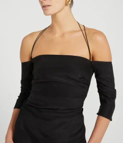 Samaca Off the Shoulder Mini Dress in Black
