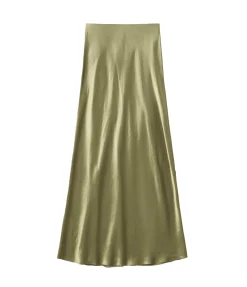 Satin Maxi Skirt in Artichoke