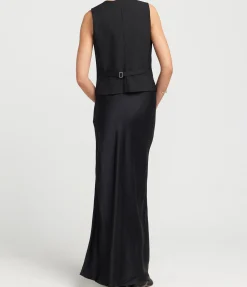 Satin Maxi Skirt in Black