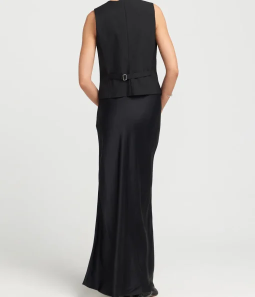 Satin Maxi Skirt in Black