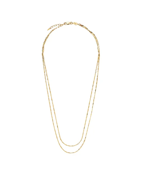 Savi Vintage Link Double Chain Necklace in Gold