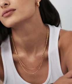 Savi Vintage Link Double Chain Necklace in Gold