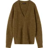 Sawyer Longline V Neck Sweater in Tobacco