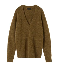 Sawyer Longline V Neck Sweater in Tobacco