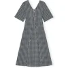 Seersucker Maxi Dress in Black and White Check