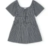 Seersucker Mini Dress in Black and White Check