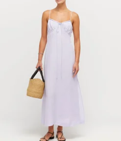 Selina Linen Slip Dress in Lilac