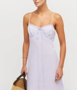 Selina Linen Slip Dress in Lilac