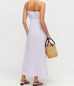 Selina Linen Slip Dress in Lilac