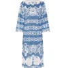 Serphina Lace Midi Dress in Denim Blue