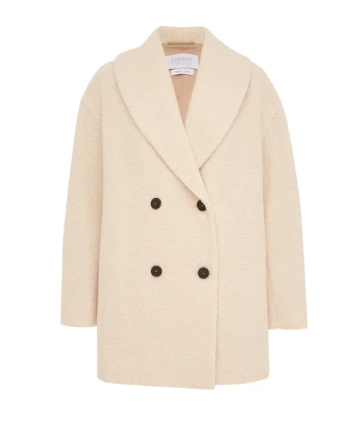 Shawl Collar Wool Jacket in Ecru