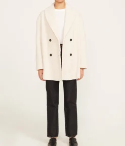 Shawl Collar Wool Jacket in Ecru