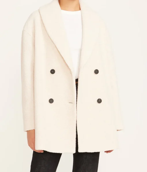 Shawl Collar Wool Jacket in Ecru