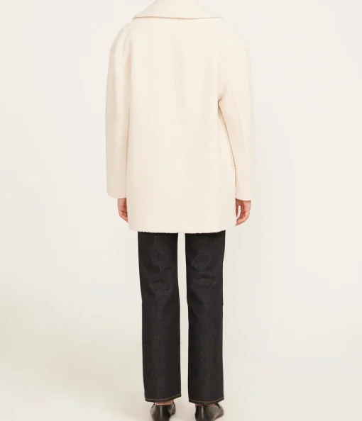 Shawl Collar Wool Jacket in Ecru