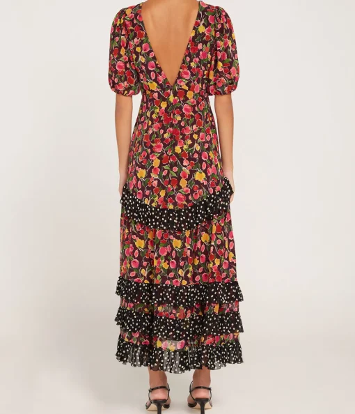Shireen Dress in Fontainhas Floral Maroon