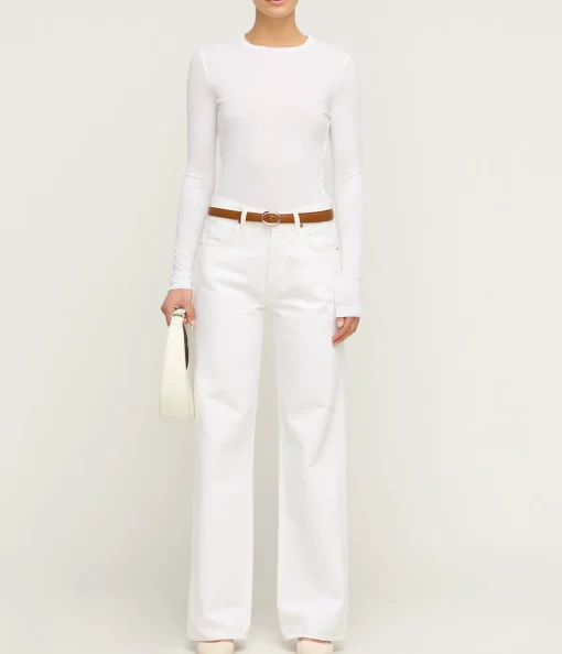 Shona Long Sleeve Fitted Tee in White