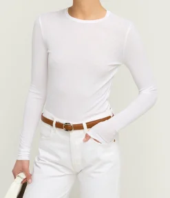 Shona Long Sleeve Fitted Tee in White