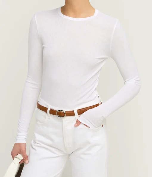 Shona Long Sleeve Fitted Tee in White