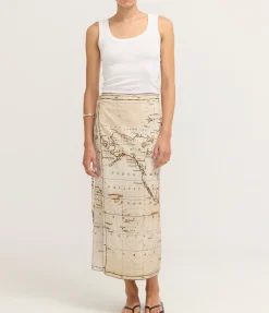 Silk Wrap Tie Skirt in Atlas
