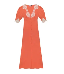 Simone Midi Dress in Coral