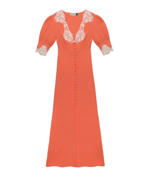 Simone Midi Dress in Coral