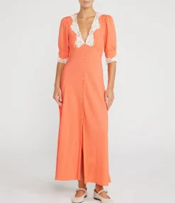 Simone Midi Dress in Coral