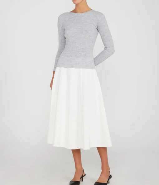 Slim Rib Long Sleeve Top in Frosted Heather Grey