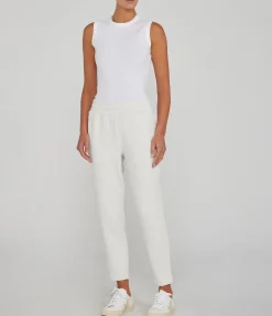 Slim Zip Hem Sweatpant in Ivory Marle