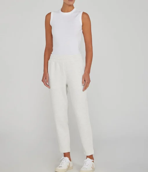 Slim Zip Hem Sweatpant in Ivory Marle
