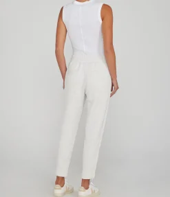 Slim Zip Hem Sweatpant in Ivory Marle
