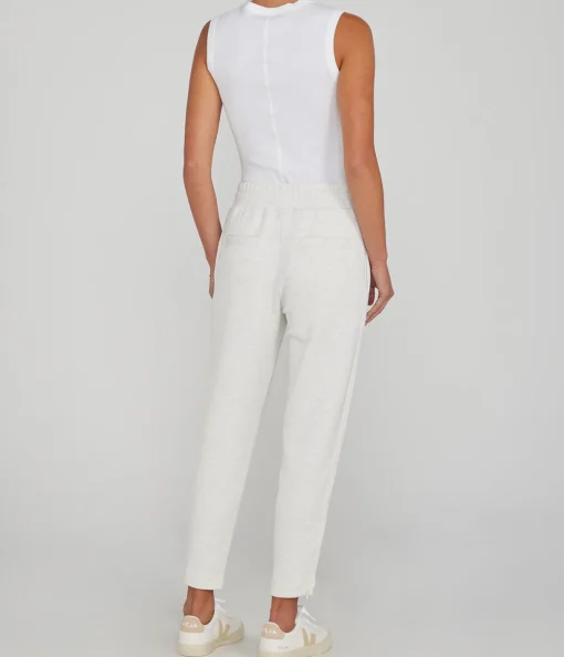 Slim Zip Hem Sweatpant in Ivory Marle