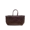 Small Bamboo Triple Jump Basket Bag in Dark Brown